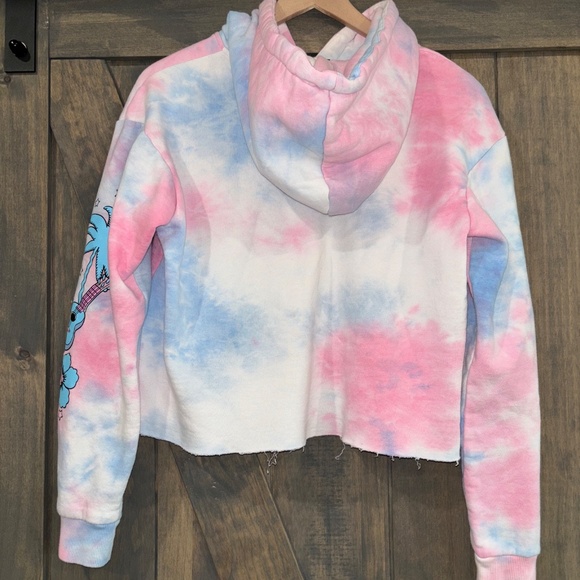 Disney Stitch Ohana Teen tie dye cotton candy colored Large cropped sweatshirt‎ - Picture 4 of 6